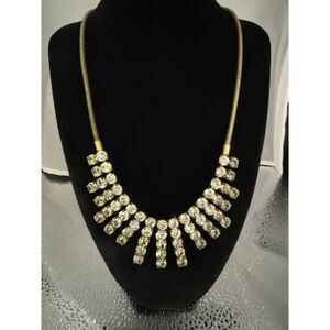 Stella & Ruby Gold-Tone Crystal Statement Necklace – Radiant Fringe Design
